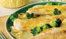 Filetes de pescada com legumes