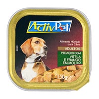 Comida Húmida para Cão Premium Pedaços Vitela e Frango ActivPet 150 g