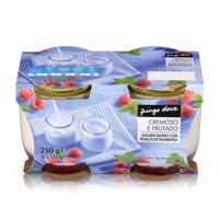 Iogurte Batido Pedaços de Framboesa Vidro Pingo Doce 2×125 g