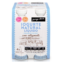 Iogurte Líquido Natural Inteiro Probiótico Pingo Doce 4×170 g