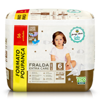 Fraldas Extra Care & Dry T6 +17kg Pingo Doce Cuida Bebé 56 un
