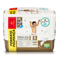 Fraldas Extra Care & Dry T5 13-18kg Pingo Doce Cuida Bebé 62 un