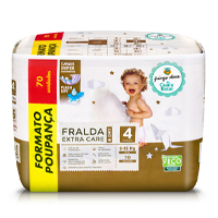 Fraldas Extra Care & Dry T4 9-15kg Pingo Doce Cuida Bebé 70 un