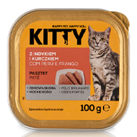 Comida Húmida para Gato Paté de Frango e Perú Kitty 100 g